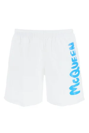 Alexander McQueen Graffiti Logo Swim Shorts