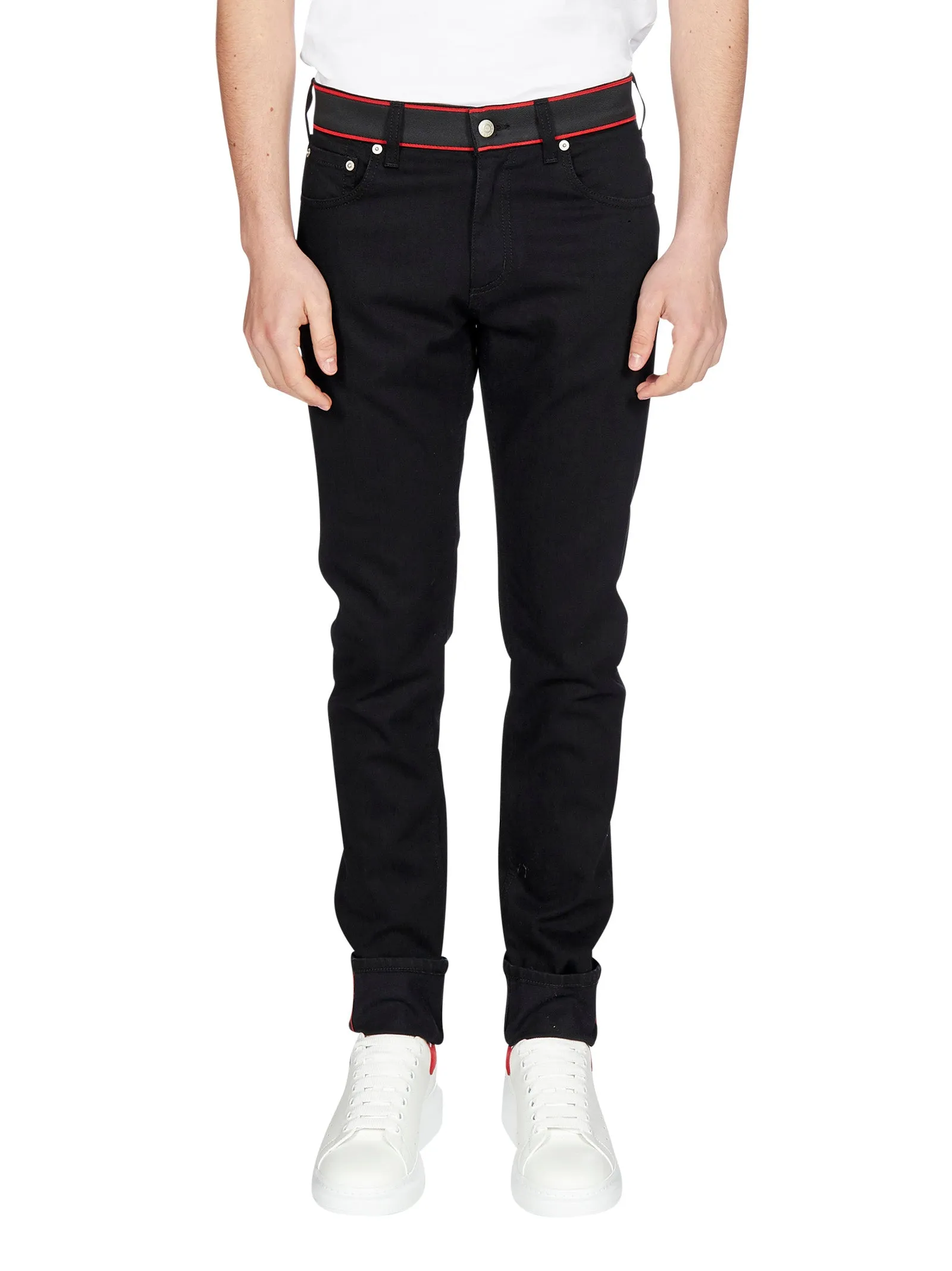 Alexander McQueen Logo Band Straight Leg Jeans