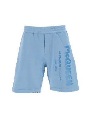 Alexander McQueen Logo Graffiti Bermuda Shorts