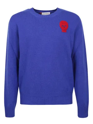 Alexander McQueen Skull Embroidered Knit Sweater