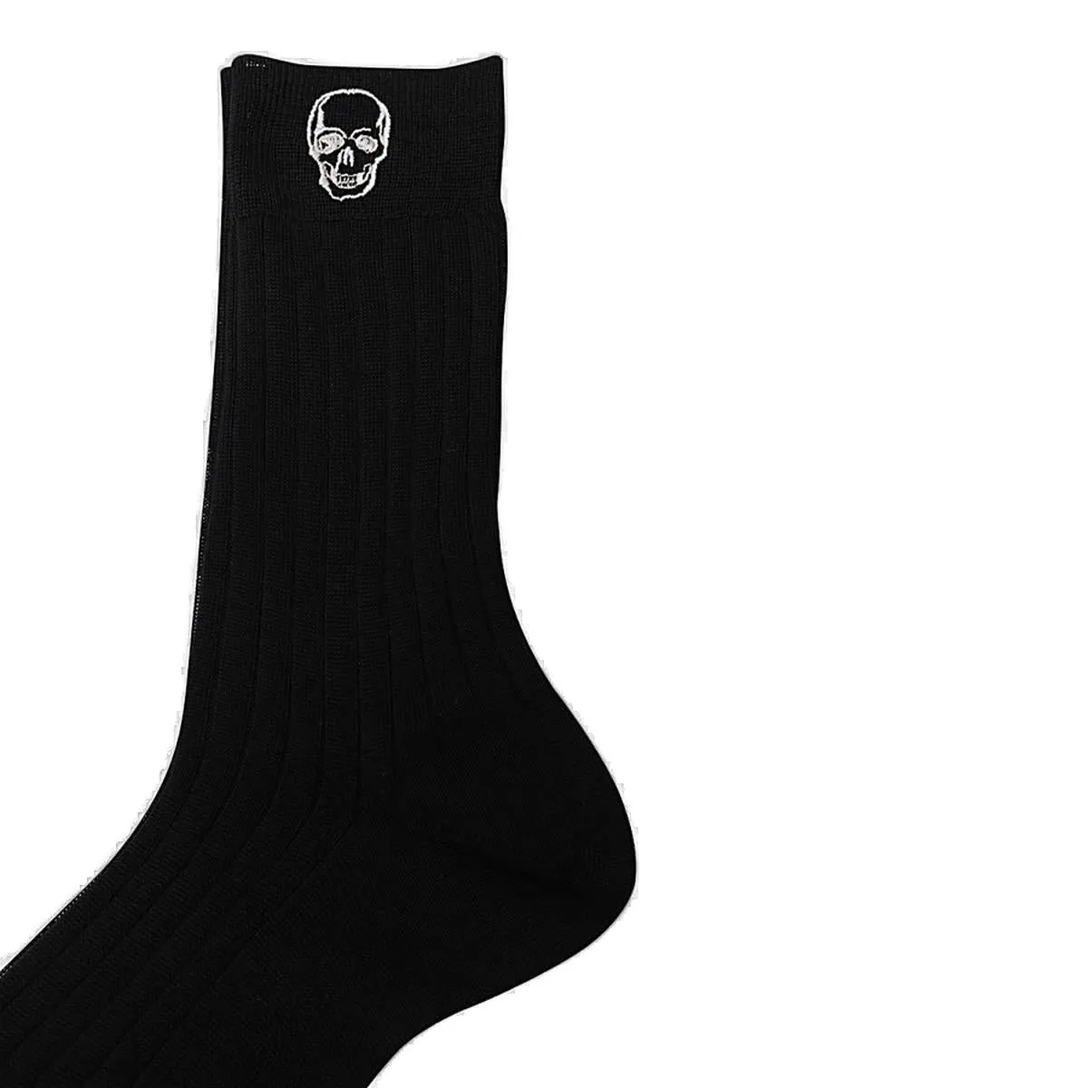 Alexander McQueen Skull Embroidered Ribbed Socks