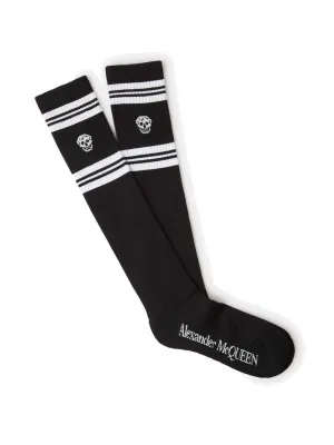 Alexander McQueen Skull Embroidered Striped Socks