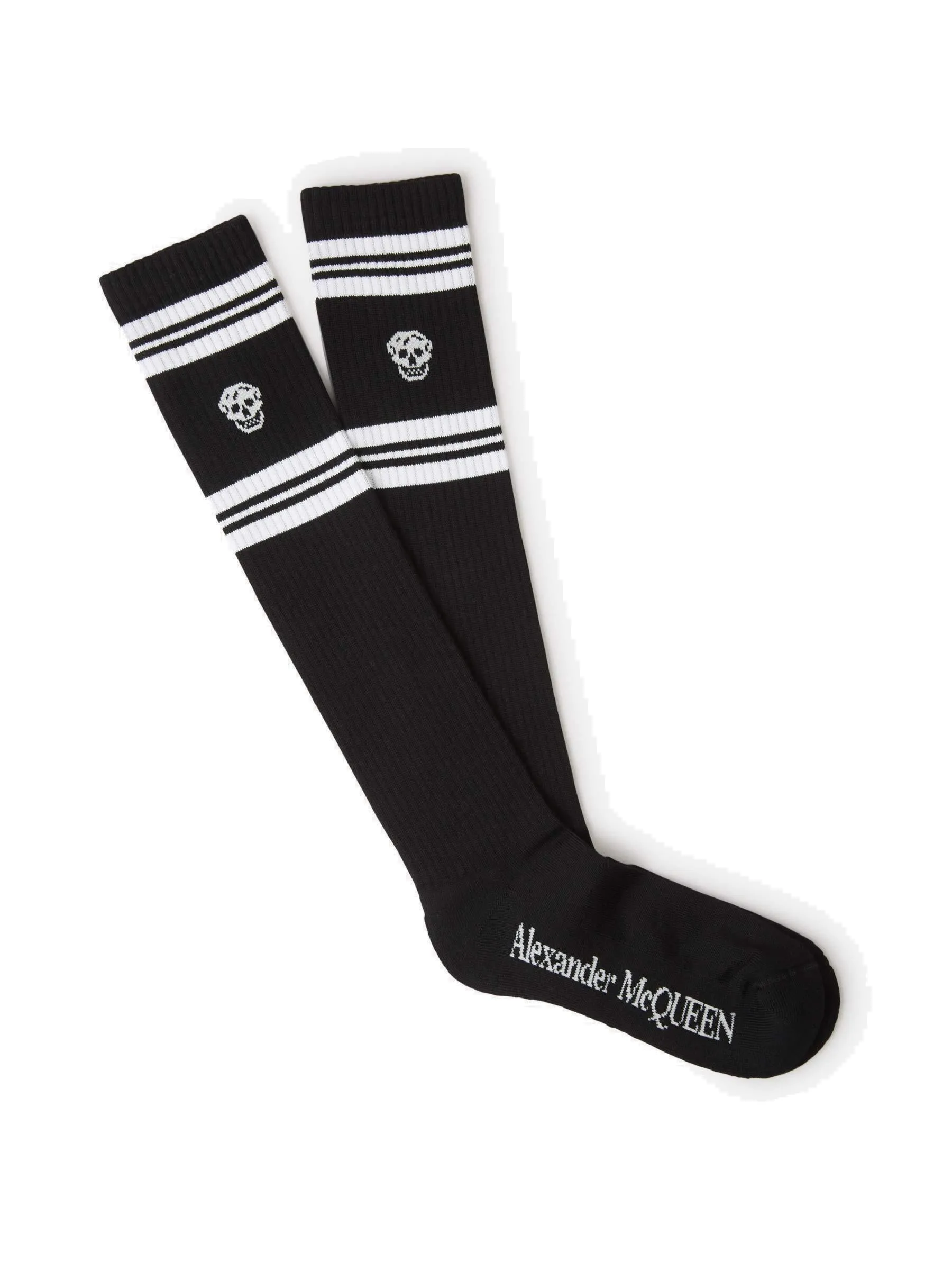 Alexander McQueen Skull Embroidered Striped Socks