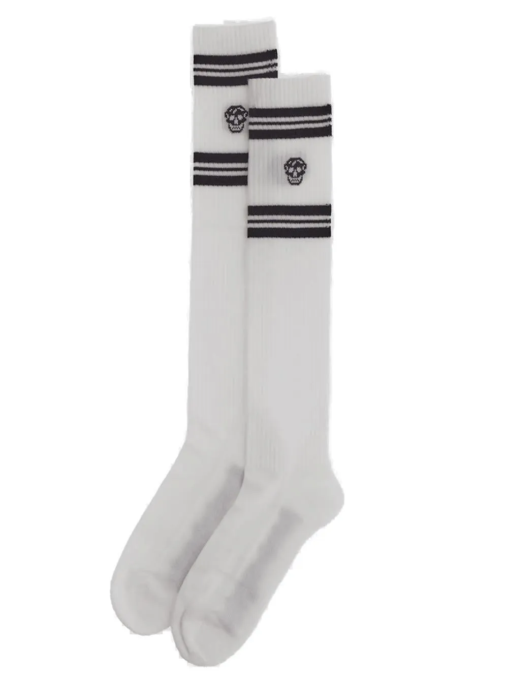Alexander McQueen Skull Embroidered Striped Socks