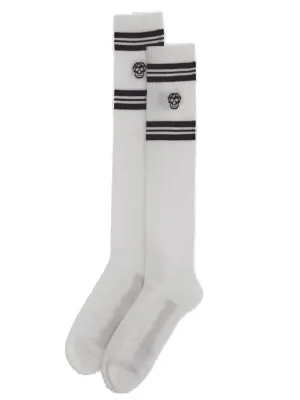 Alexander McQueen Skull Embroidered Striped Socks