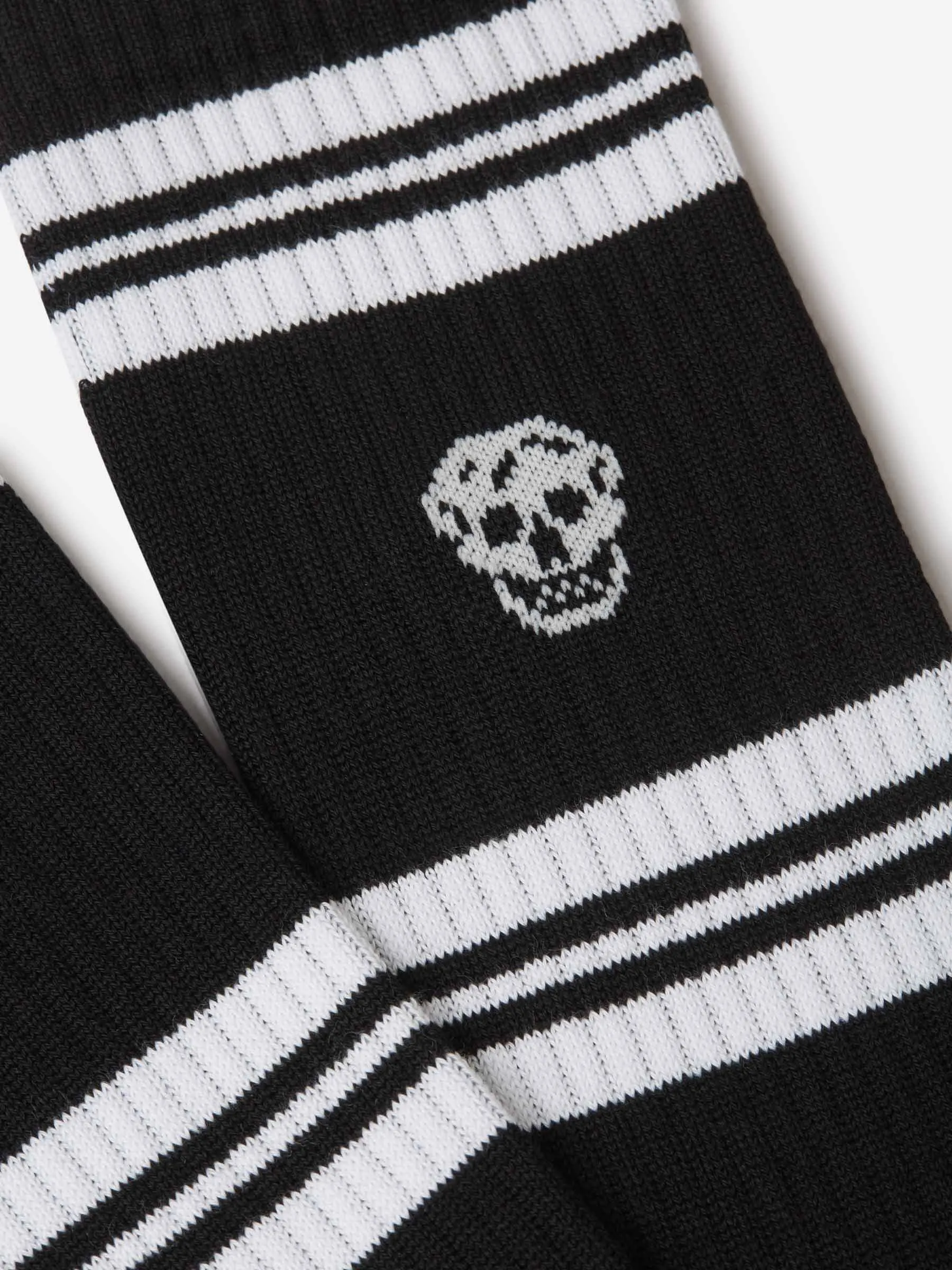 Alexander McQueen Skull Embroidered Striped Socks