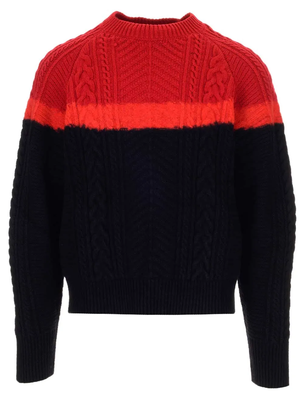Alexander McQueen Two-Tone Cable-Knit Sweater