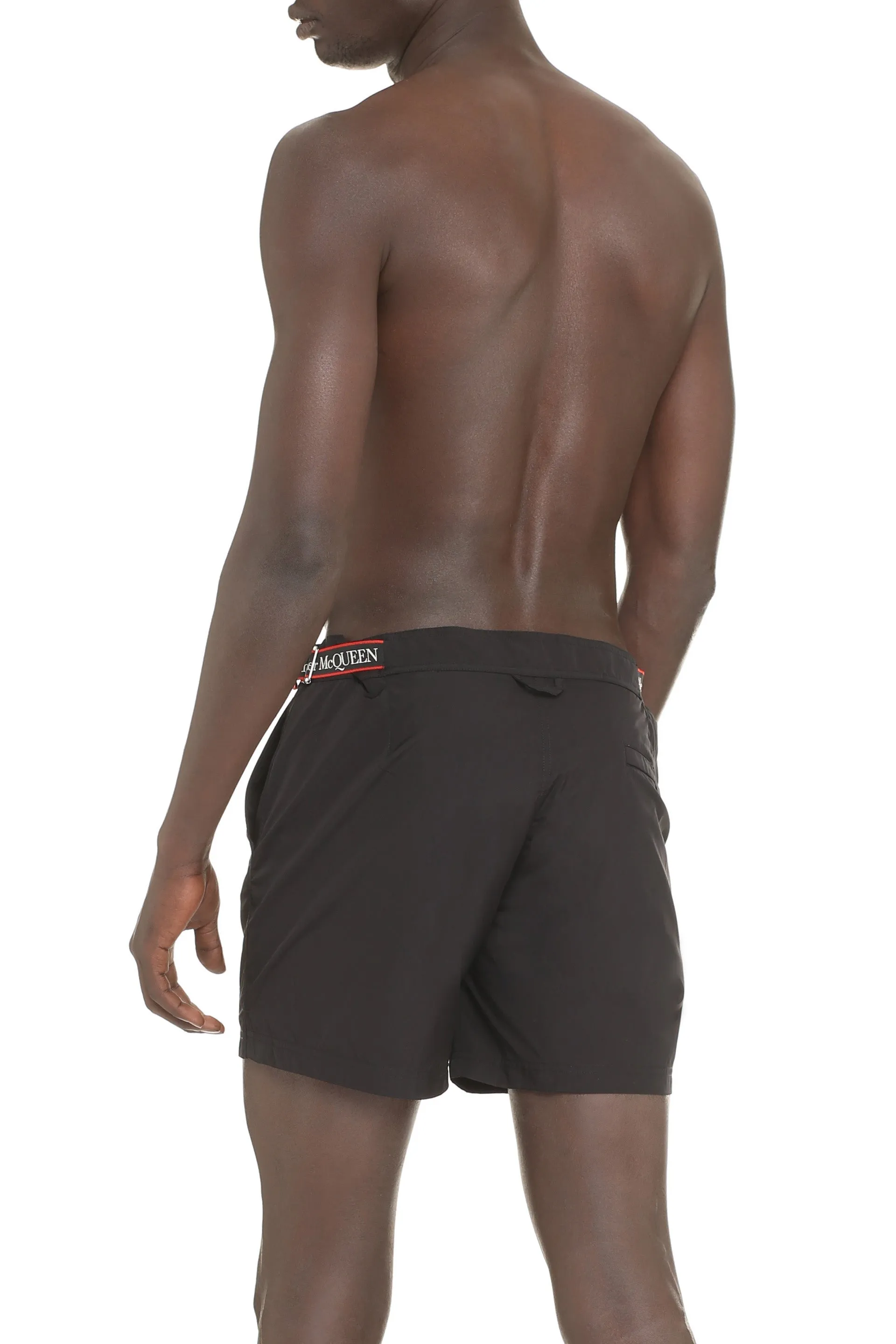 Alexander McQueen Waist Logo Detailed Swim Shorts