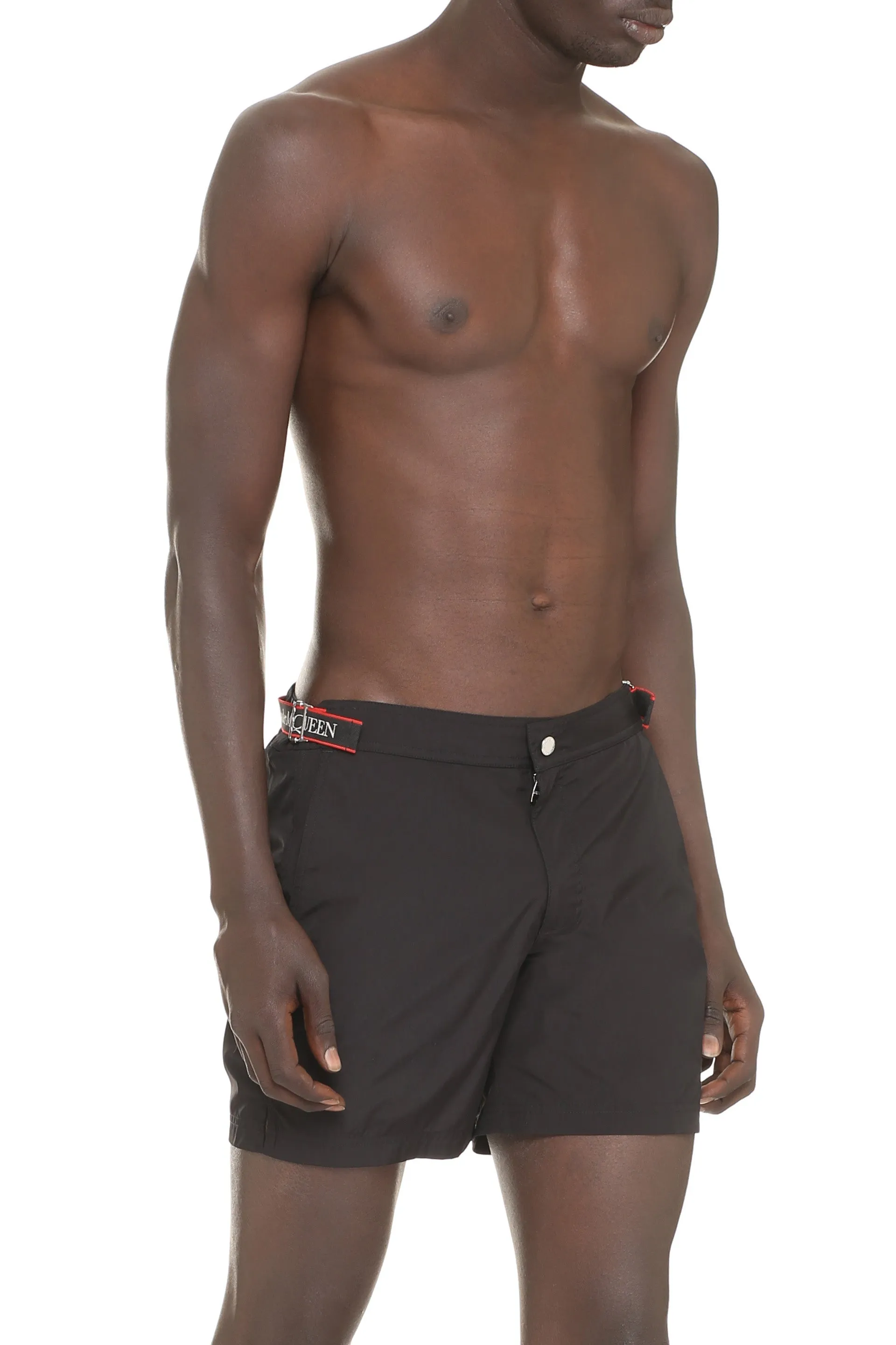 Alexander McQueen Waist Logo Detailed Swim Shorts