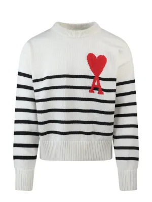 AMI De Coeur Striped Crewneck Sweater
