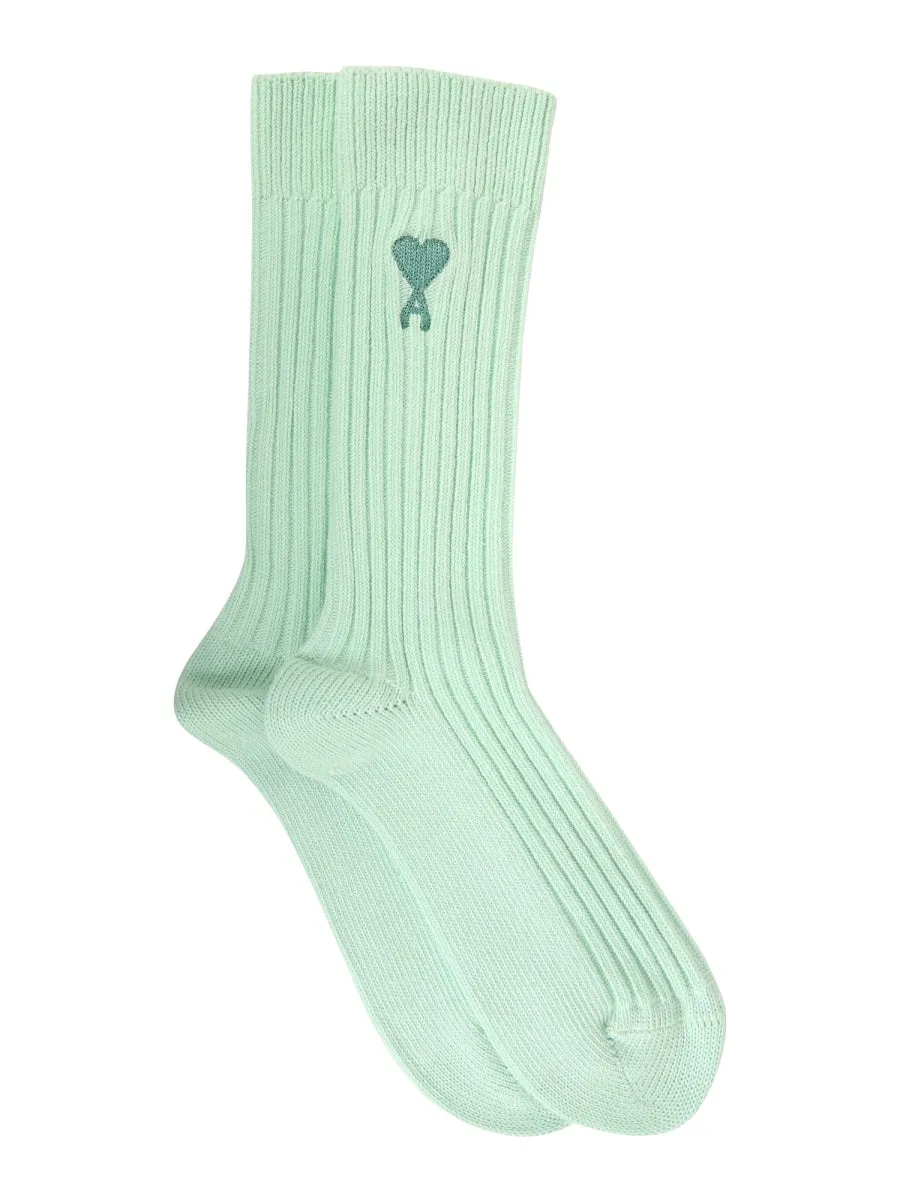 AMI Embroidered Logo Ribbed Socks