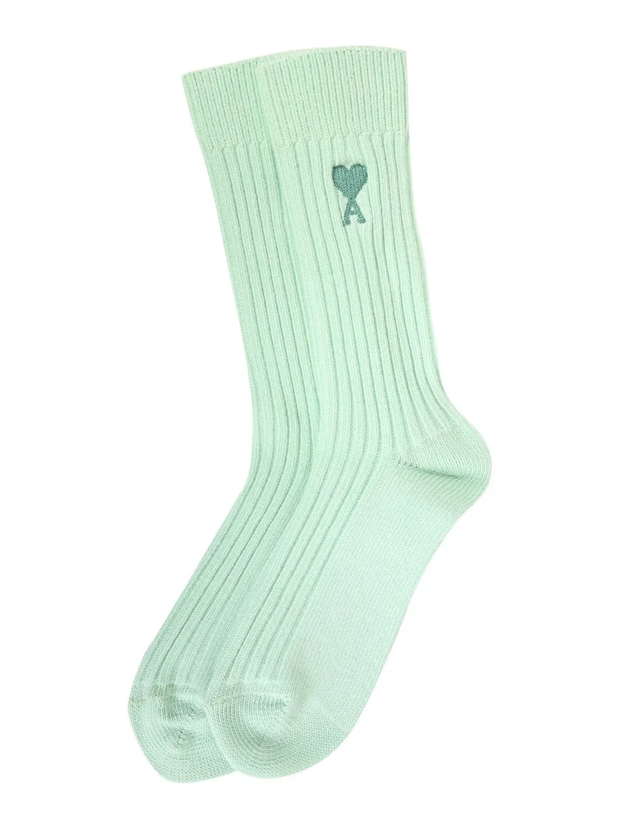 AMI Embroidered Logo Ribbed Socks