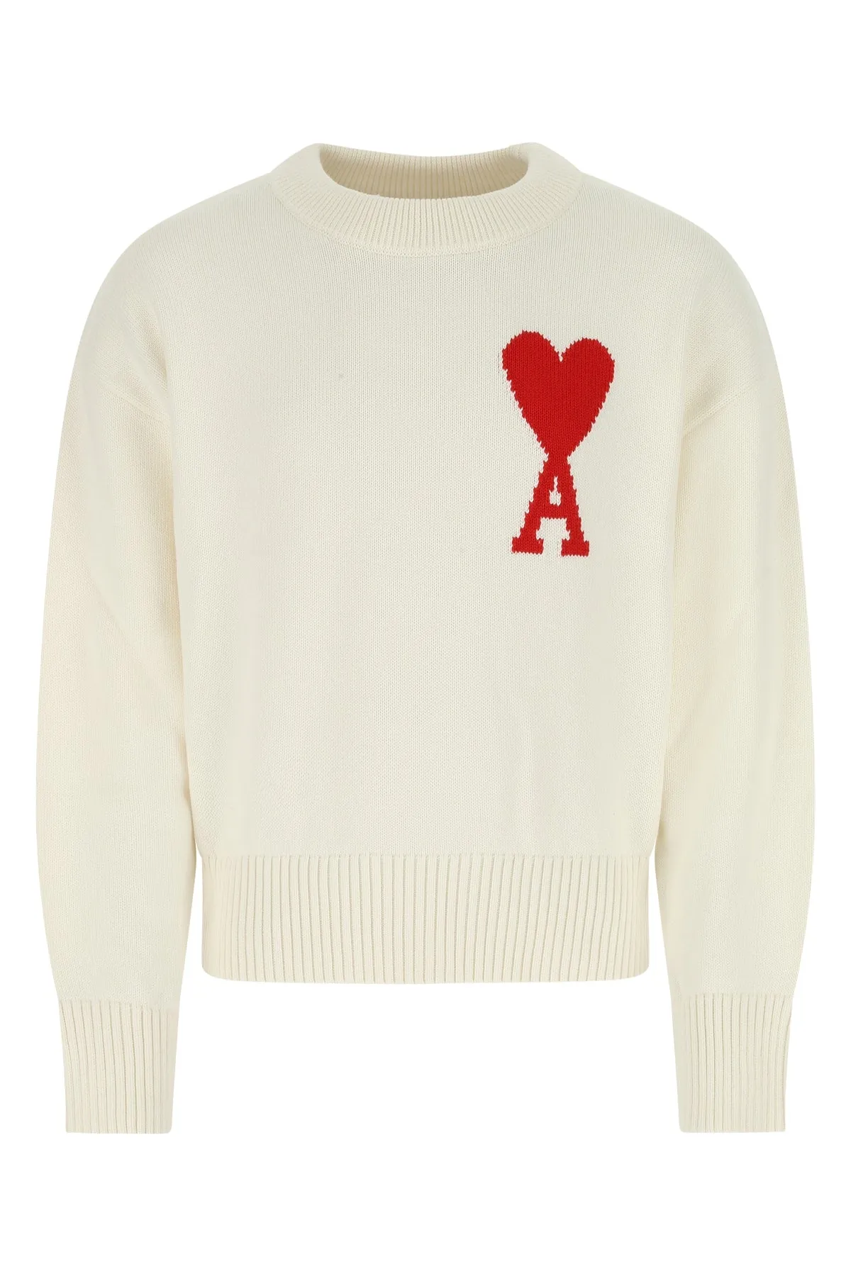 AMI Logo Intarsia Long Sleeved Crewneck Sweater