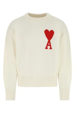 AMI Logo Intarsia Long Sleeved Crewneck Sweater