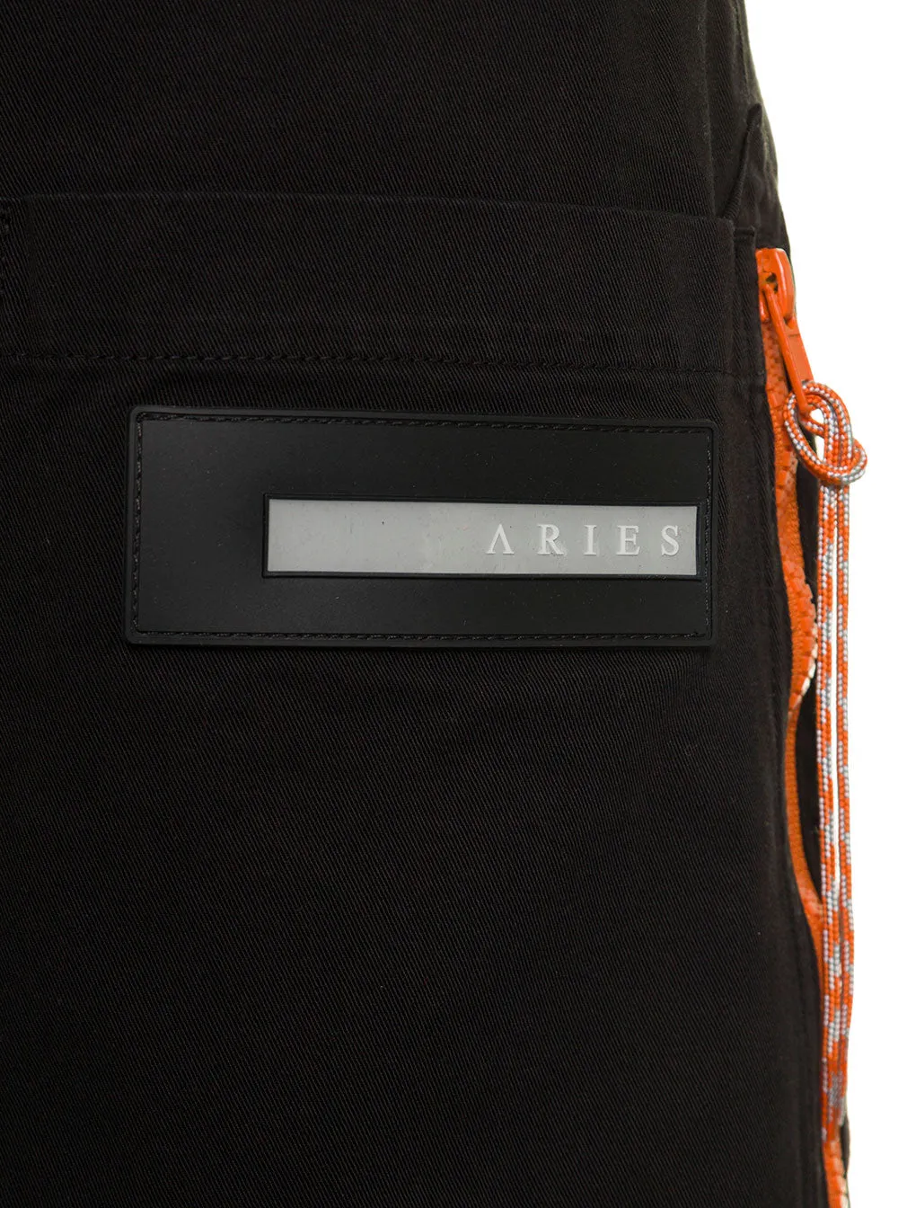 Aries Zipped Logo Patch Straight Leg Shorts
