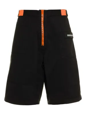 Aries Zipped Logo Patch Straight Leg Shorts