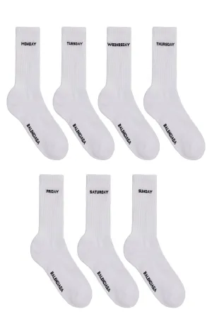 Balenciaga Pack of Seven Slogan Intarsia Socks