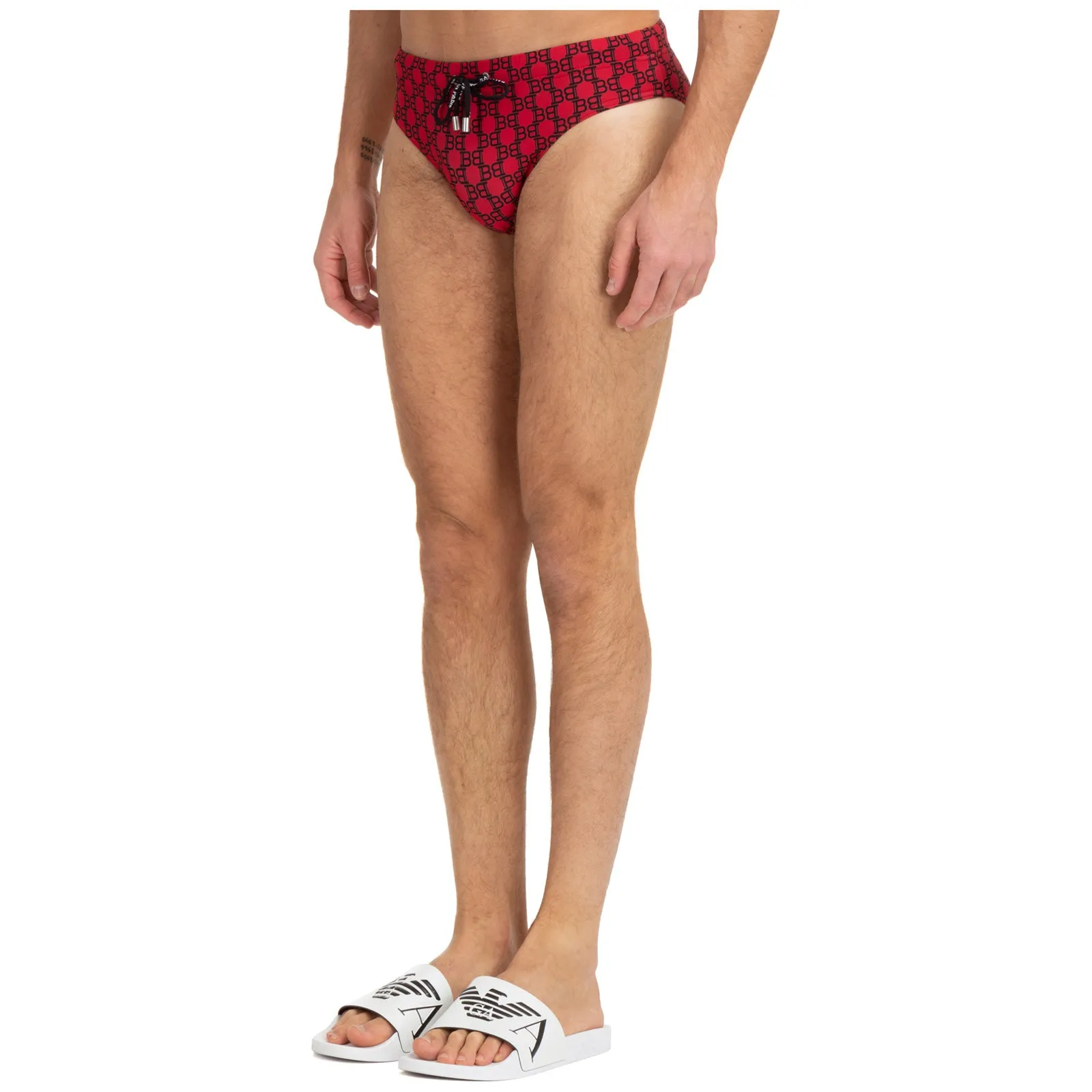 Balmain Allover Logo Printed Drawstring Swim Briefs