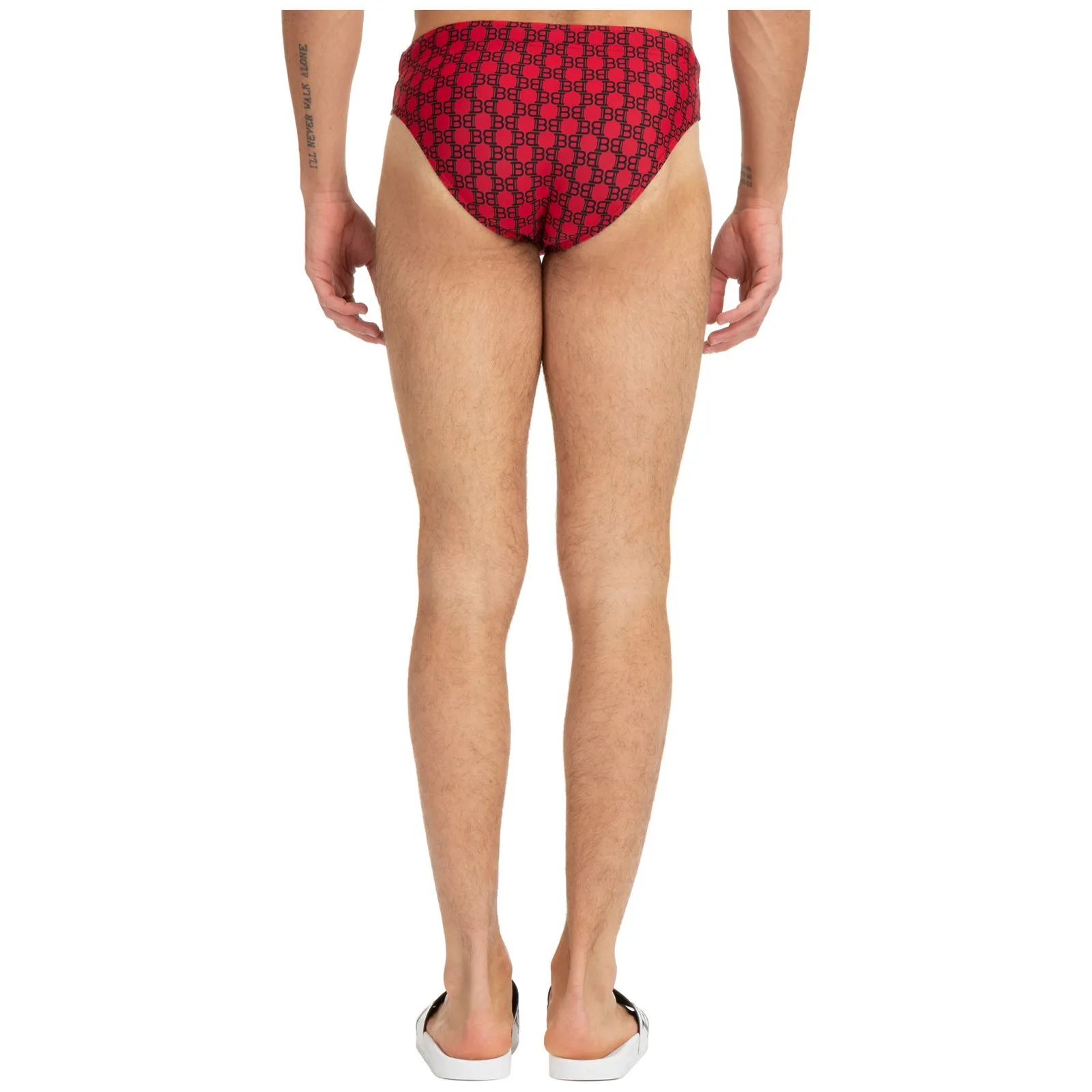 Balmain Allover Logo Printed Drawstring Swim Briefs