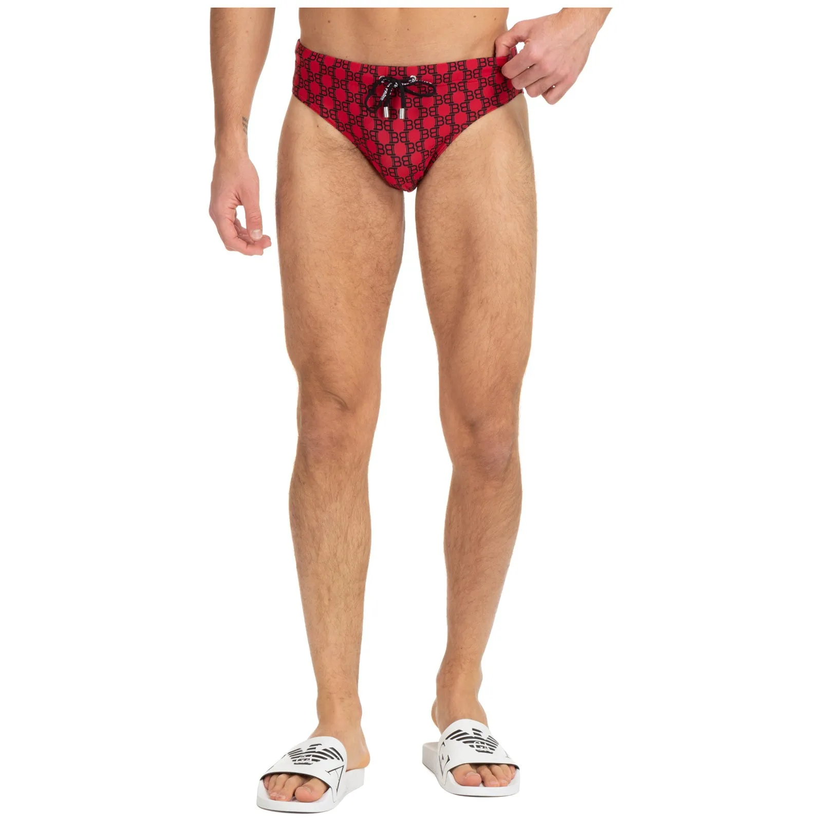 Balmain Allover Logo Printed Drawstring Swim Briefs