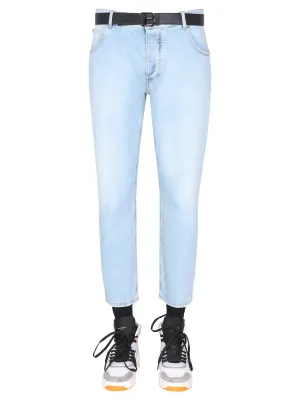 Balmain Logo Embossed Cropped Jeans