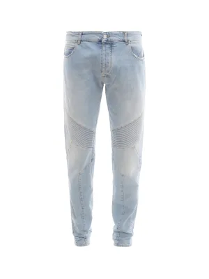 Balmain Logo Patch Ribbed Tapered Jeans