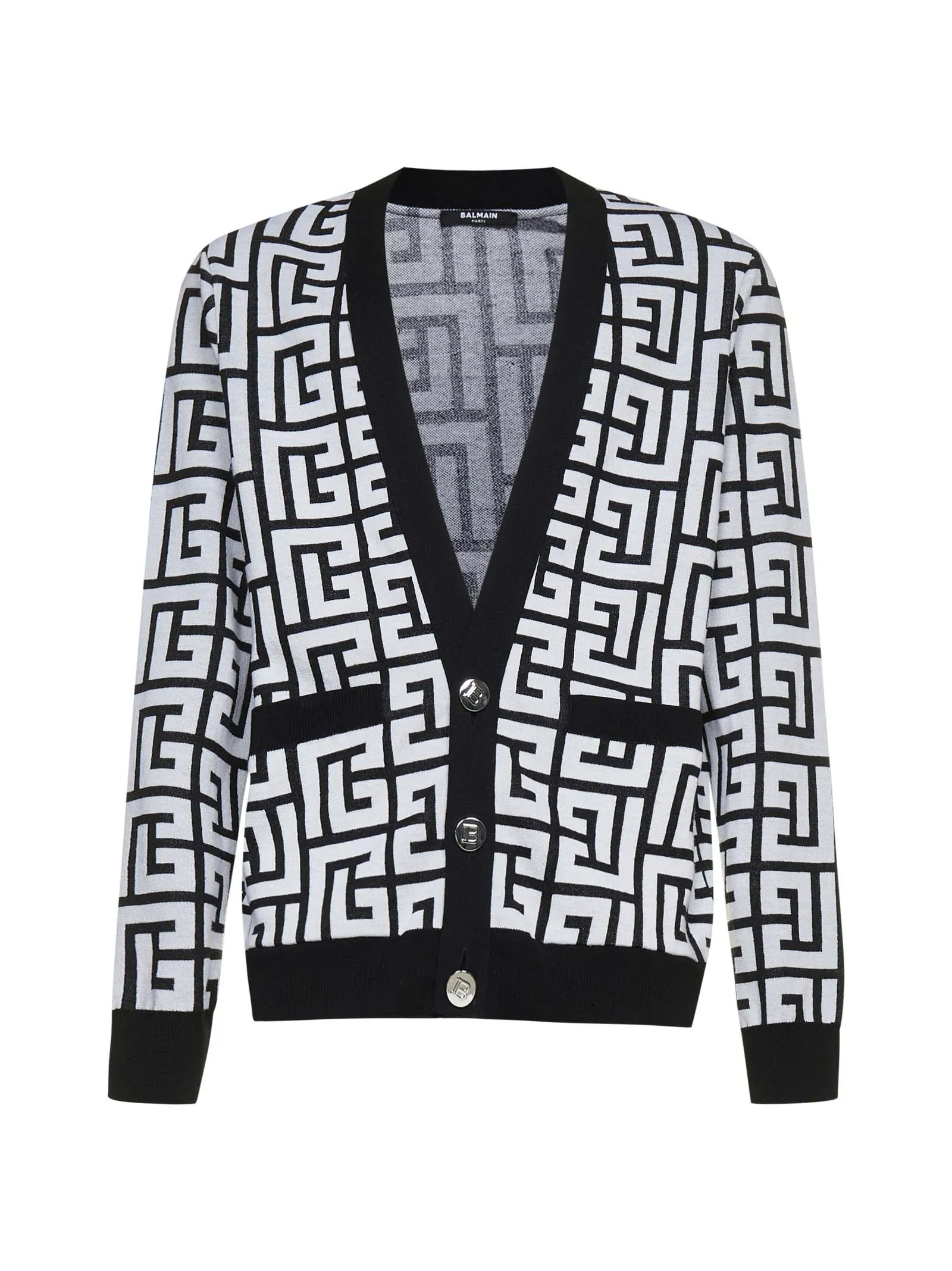 Balmain Monogram Print V-Neck knitted Cardigan