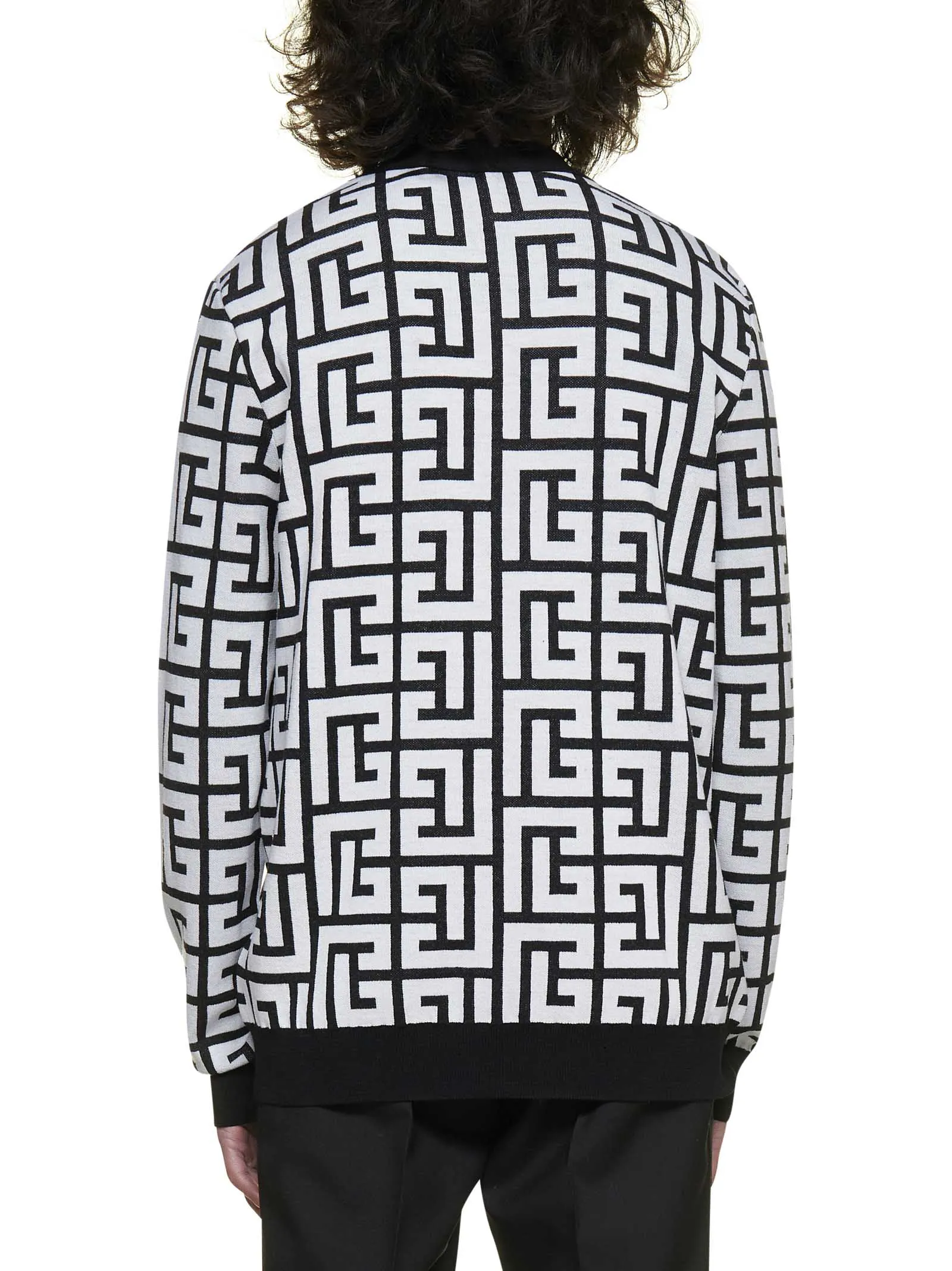 Balmain Monogram Print V-Neck knitted Cardigan
