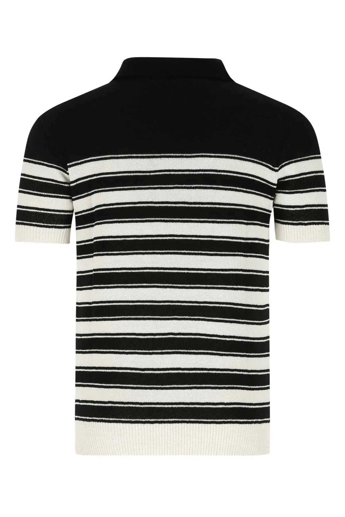 Balmain Striped Knitted Polo Shirt