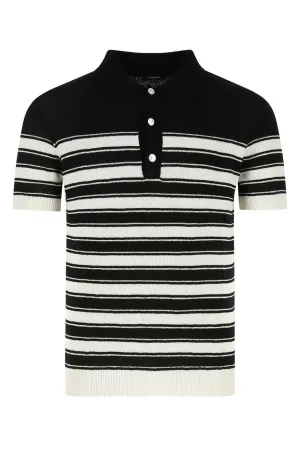 Balmain Striped Knitted Polo Shirt