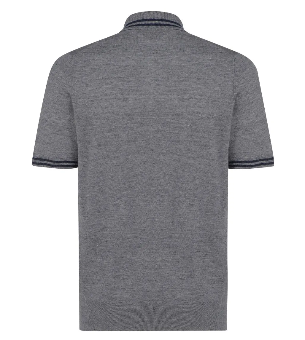 Brunello Cucinelli Ribbed Hem Knitted Polo Shirt