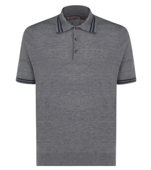 Brunello Cucinelli Ribbed Hem Knitted Polo Shirt