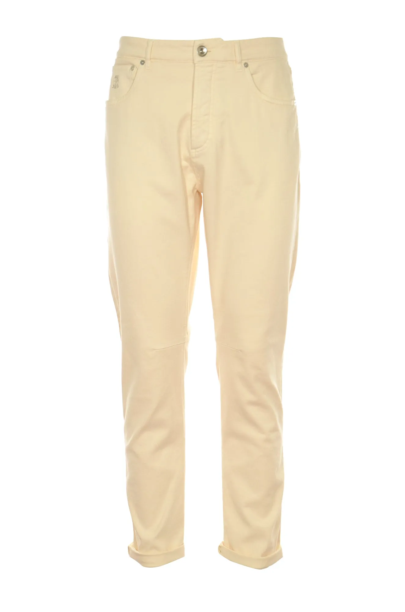 Brunello Cucinelli Straight Leg Logo Patch Pants