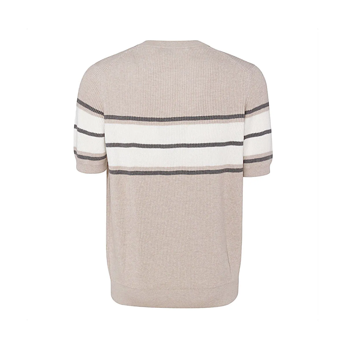 Brunello Cucinelli Stripe-Pattern Short Sleeved Sweater