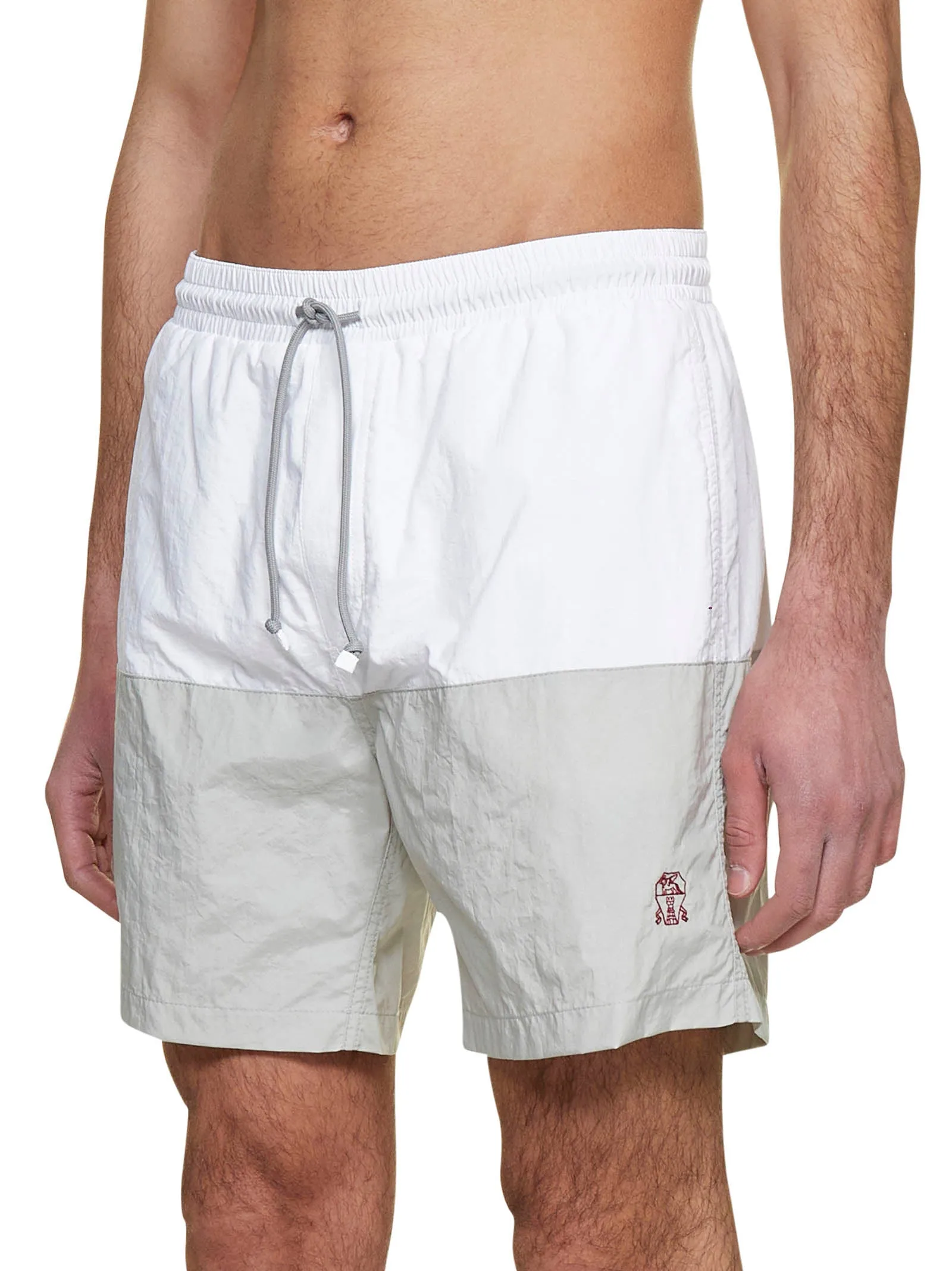 Brunello Cucinelli Two-Tone Logo Swim Trunks