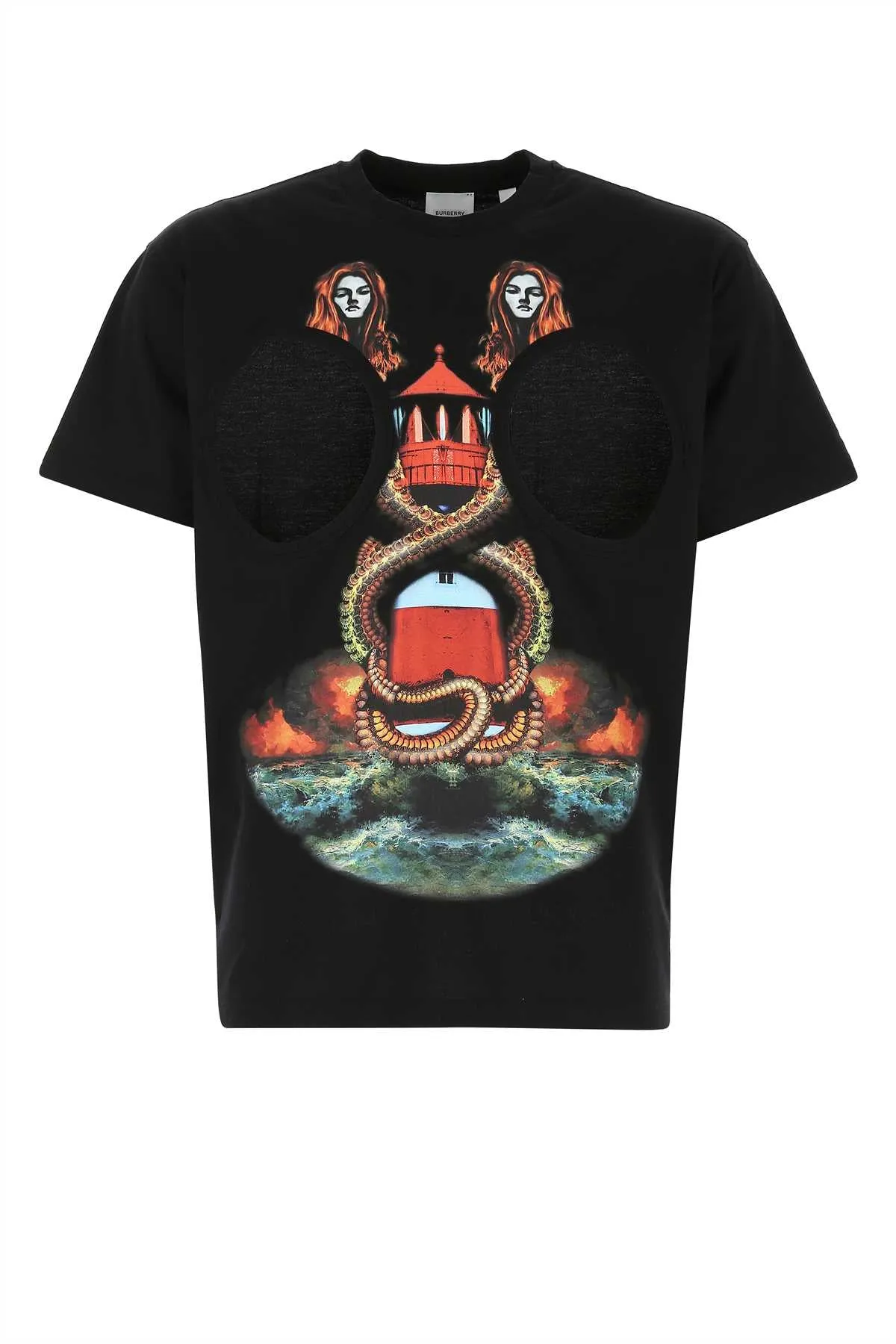 Burberry Cut-Out Detail Mermaid Print T-shirt