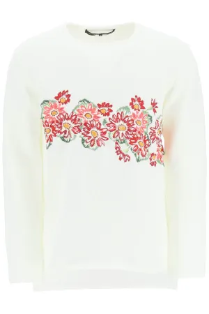 Comme des Garons Homme Plus Floral Embroidered Knit Sweater