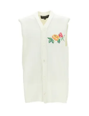Comme Des Garons Homme Plus Floral Embroidered Knitted Vest