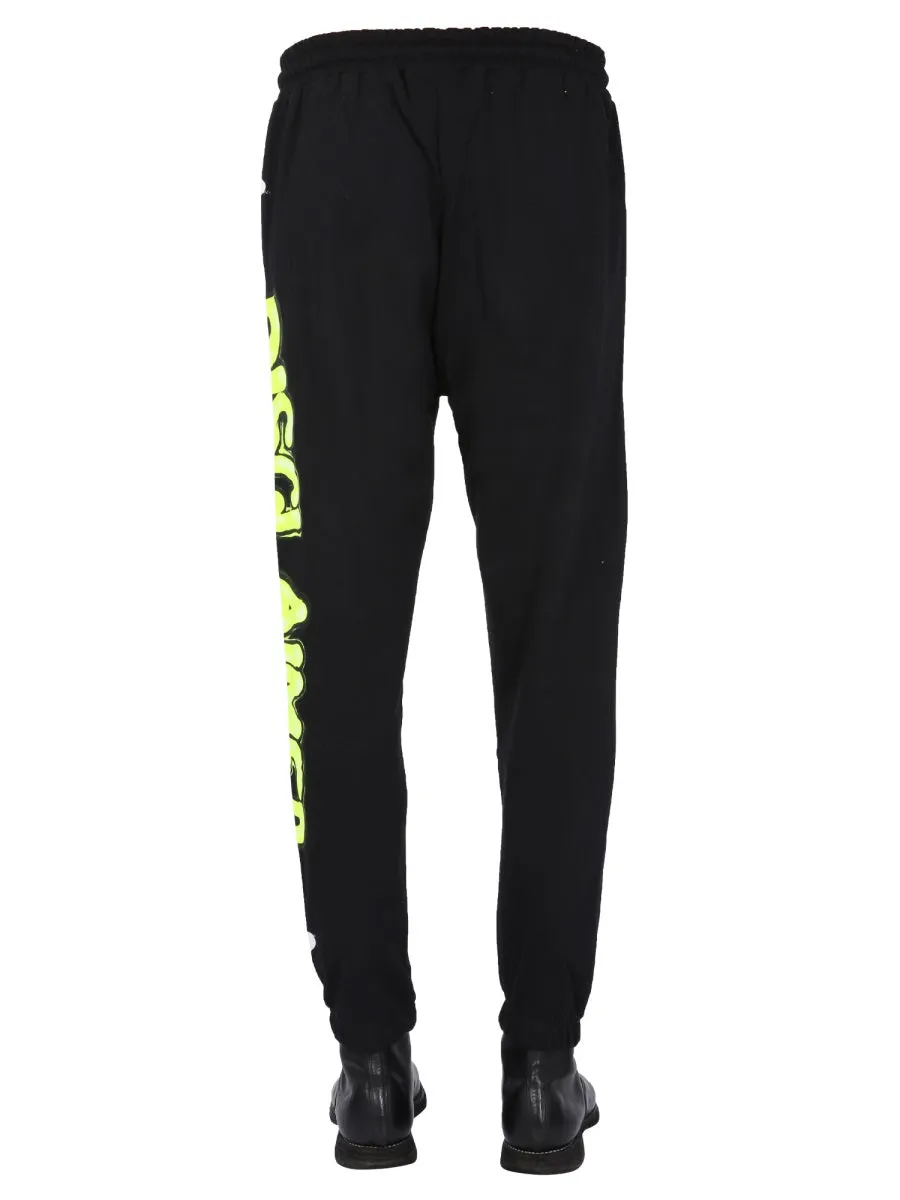 Disclaimer Printed Drawstring Track Pants