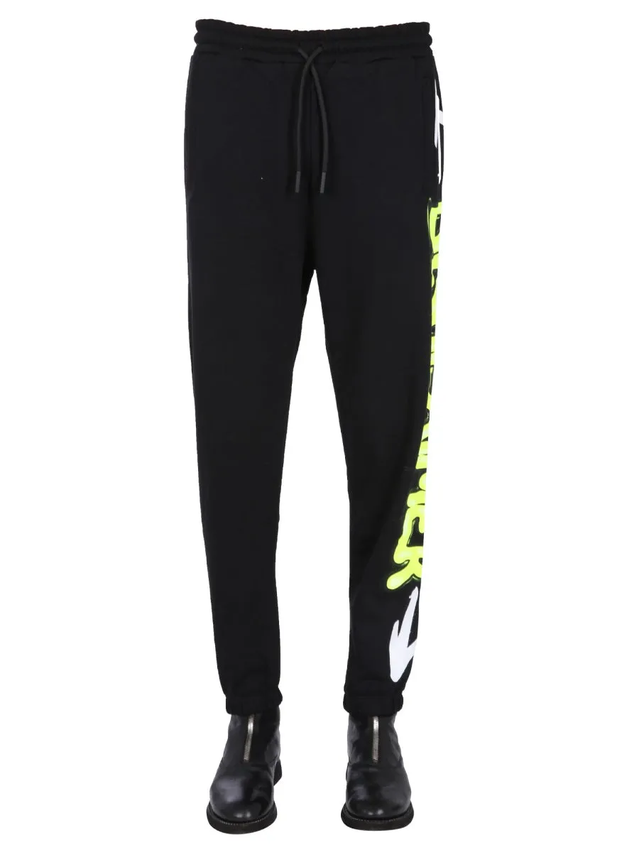 Disclaimer Printed Drawstring Track Pants