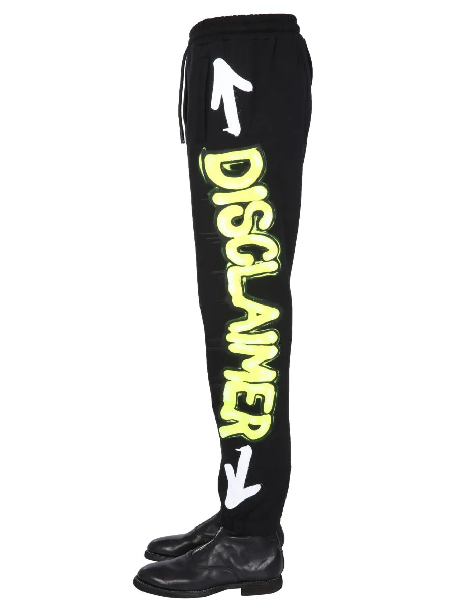 Disclaimer Printed Drawstring Track Pants