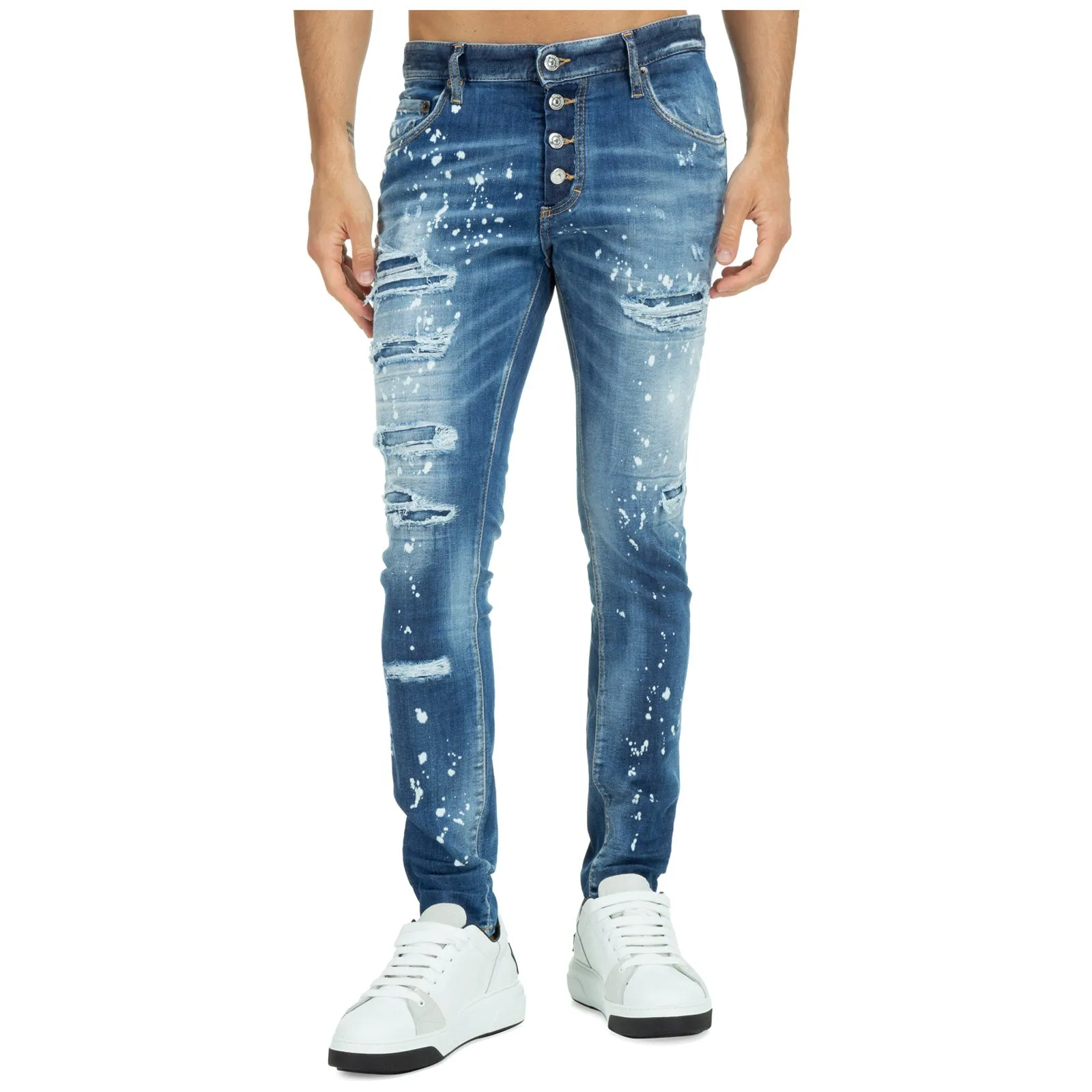 Disquared2 Distressed Logo Patch Skinny Jeans