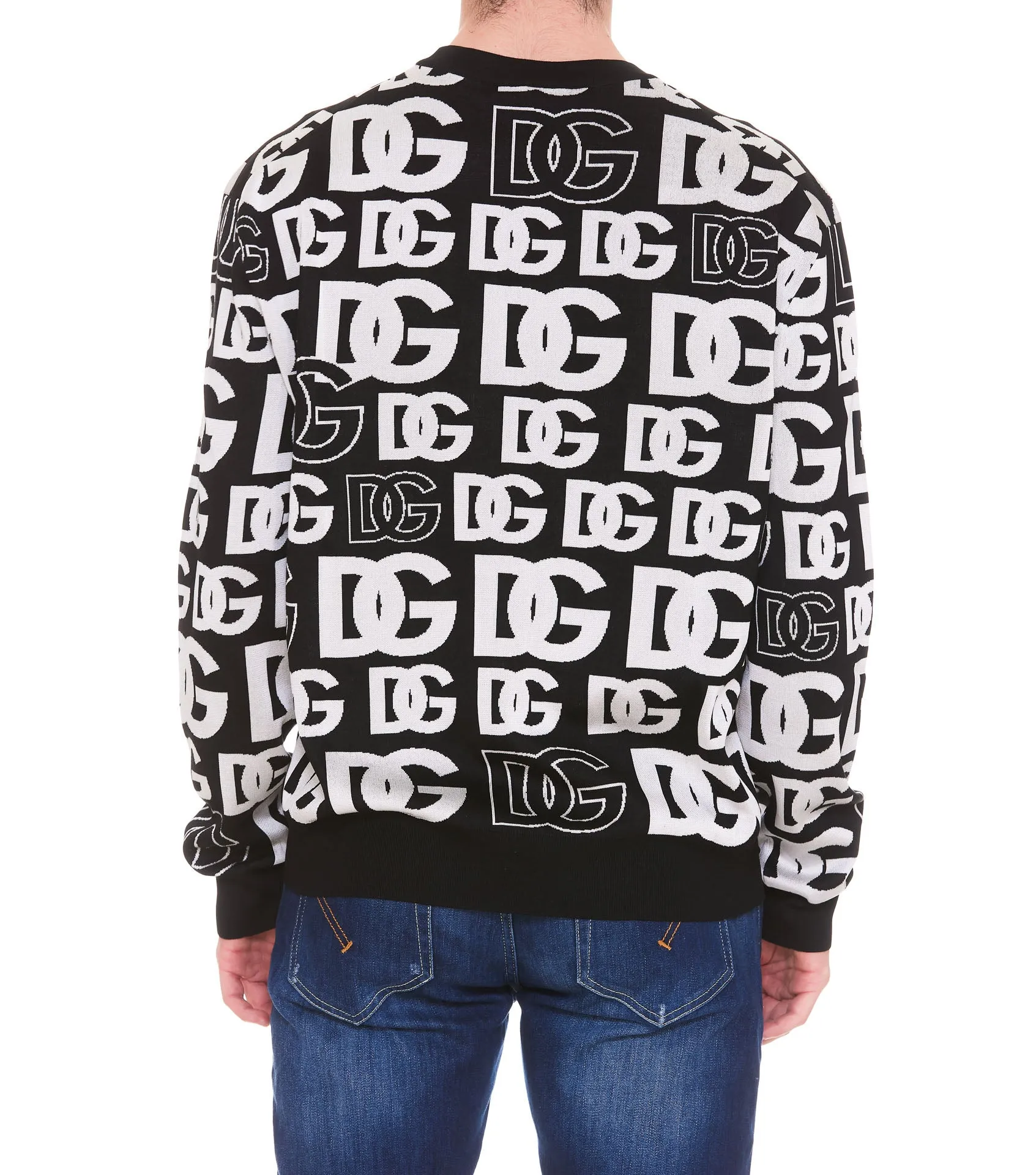 Dolce & Gabbana Allover Logo Jacquard Crewneck Sweater