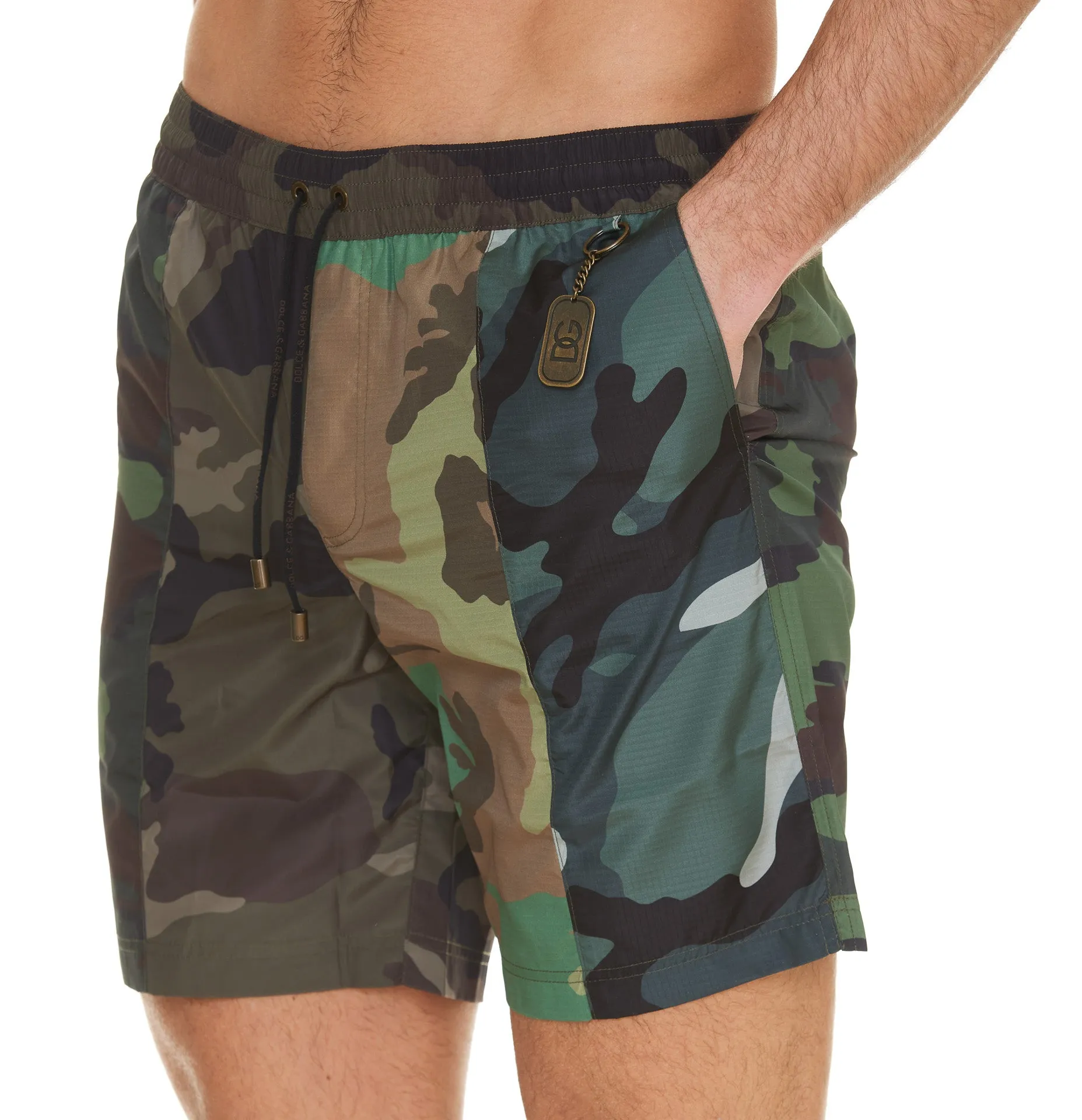 Dolce & Gabbana Camouflage Printed Drawstring Swim Shorts