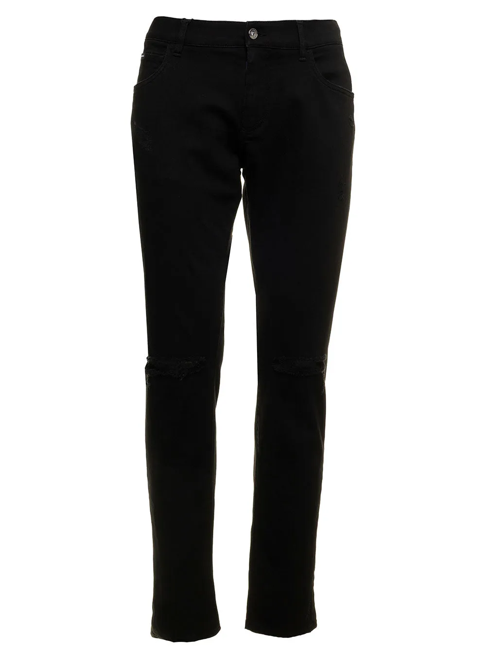 Dolce & Gabbana Distressed Logo Patch Skinny Jeans