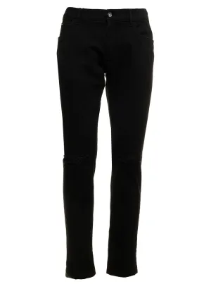 Dolce & Gabbana Distressed Logo Patch Skinny Jeans