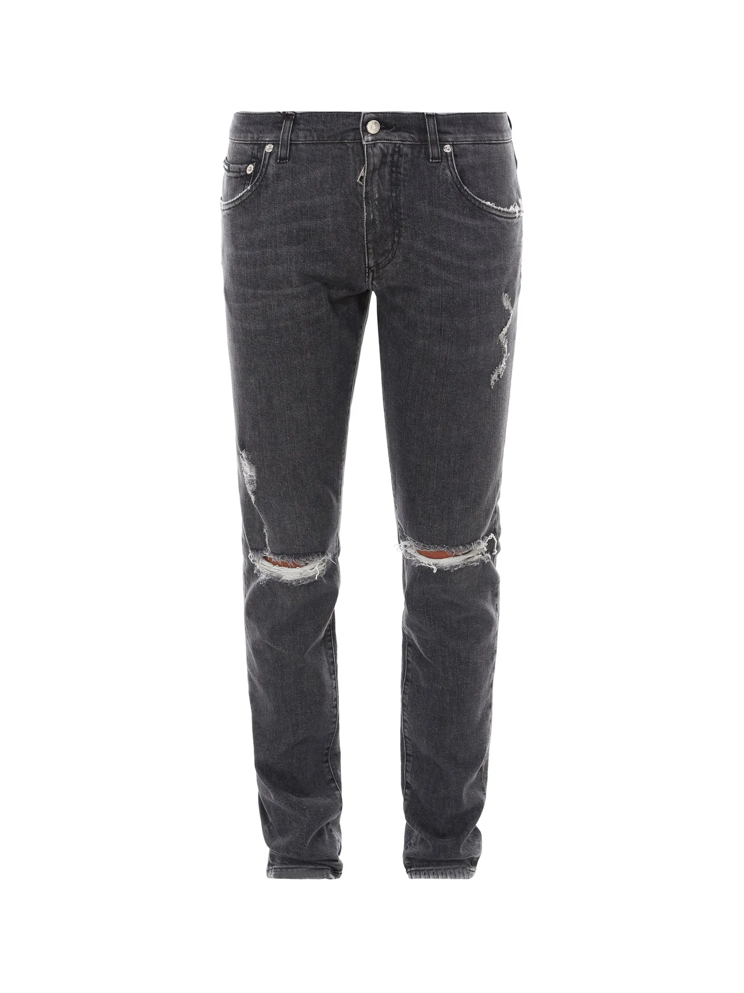 Dolce & Gabbana Distressed Logo Plaqued Jeans