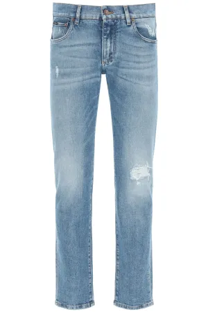Dolce & Gabbana Distressed Straight-Leg Jeans