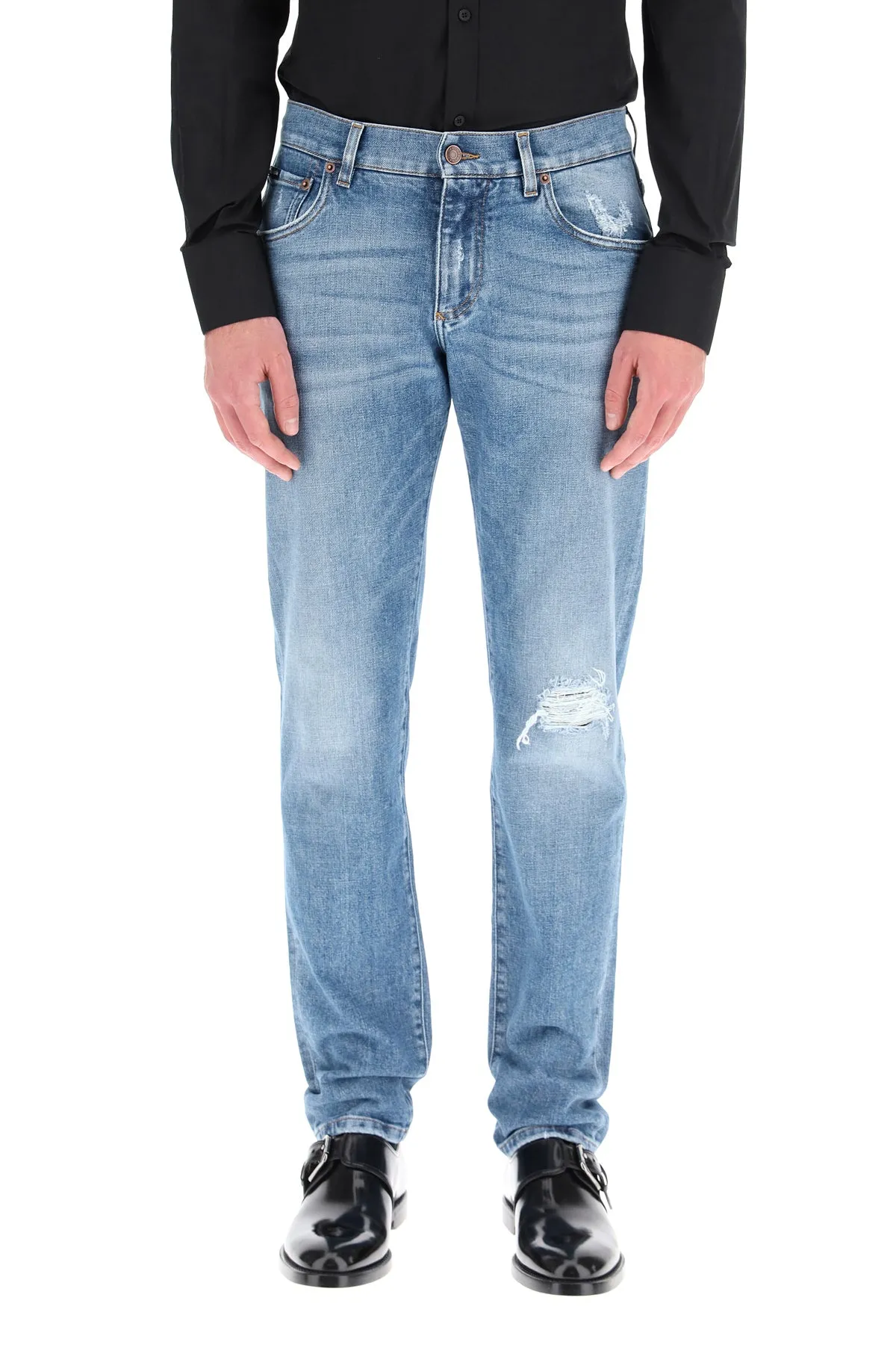 Dolce & Gabbana Distressed Straight-Leg Jeans