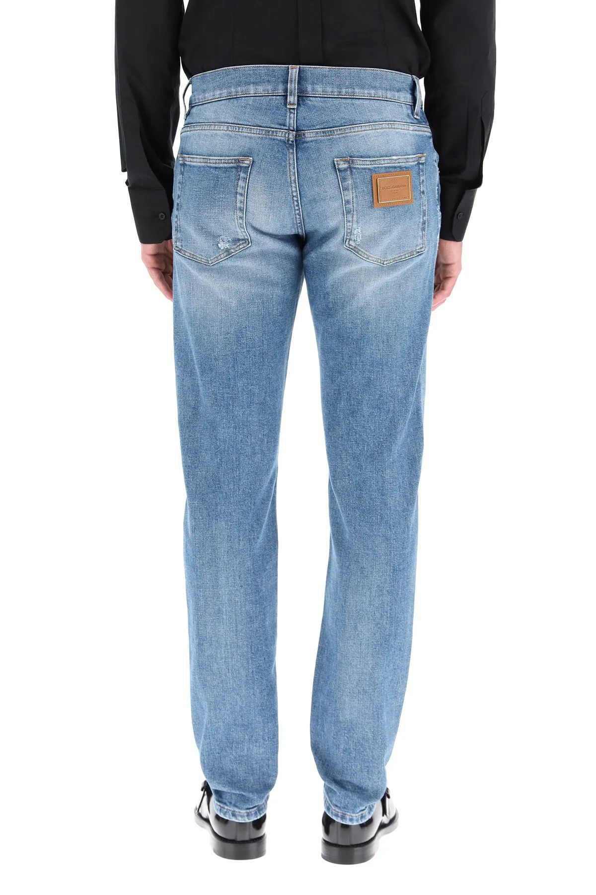 Dolce & Gabbana Distressed Straight-Leg Jeans